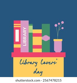 Happy library lovers' day illustration. Library lovers' day background for banner