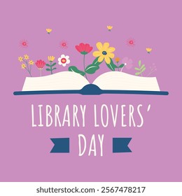 Happy library lovers' day illustration. Library lovers' day background for banner