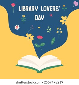 Happy library lovers' day illustration. Library lovers' day background for banner