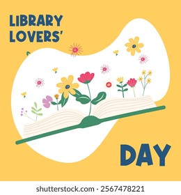 Happy library lovers' day illustration. Library lovers' day background for banner