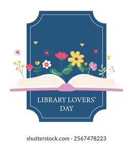 Happy library lovers' day illustration. Library lovers' day background for banner