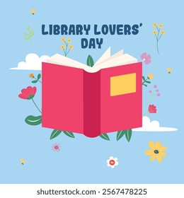 Happy library lovers' day illustration. Library lovers' day background for banner