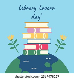 Happy library lovers' day illustration. Library lovers' day background for banner