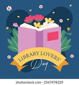 Happy library lovers' day illustration. Library lovers' day background for banner