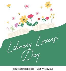 Happy library lovers' day illustration. Library lovers' day background for banner