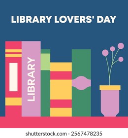 Happy library lovers' day illustration. Library lovers' day background for banner