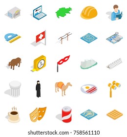 Happy life icons set. Isometric set of 25 happy life vector icons for web isolated on white background