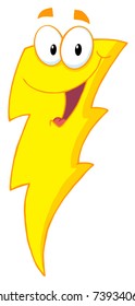 Happy Lightning Mascot Cartoon Character