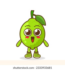 A happy lime waving its hands. Cute funny lime fruit waving hand character