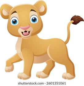 Happy lion cartoon isolated on white background