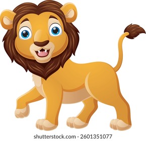 Happy lion cartoon isolated on white background