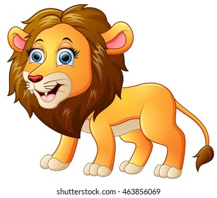 Happy lion cartoon isolated on white background