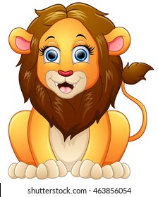 Happy lion cartoon sitting