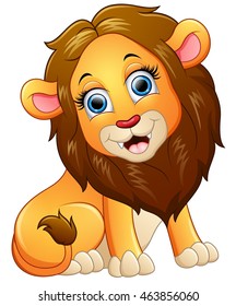 Happy lion cartoon sitting