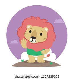 Happy Lion Character Cartoon Illustration Character