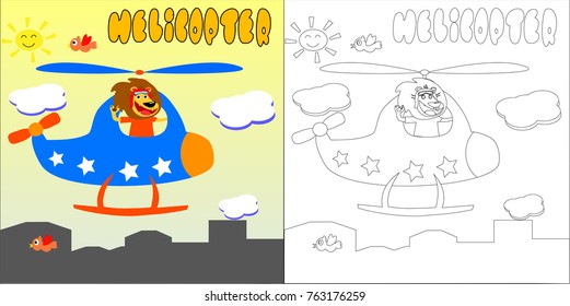 happy lion coloring book. vector cartoon illustration