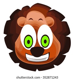Happy Lion Head With Smiling Face Cartoon Vector