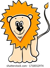 Happy lion, illustration, vector on white background