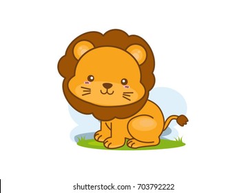 Happy lion on white background