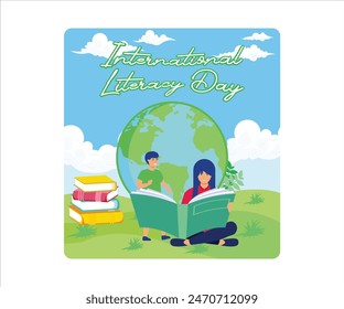 Happy literacy day concept. International Literacy Day 8 september 2023. Flat vector modern illustration a