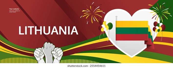 Happy Lithuania Independence Day concept vector background illustration. National Independence Day creative banner concept in flag colors.