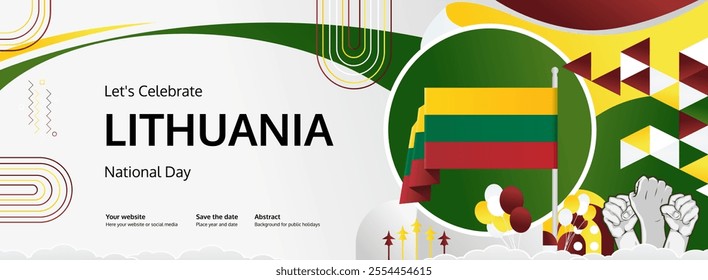 Happy Lithuania Independence Day concept vector background illustration. National Independence Day creative banner concept in flag colors.