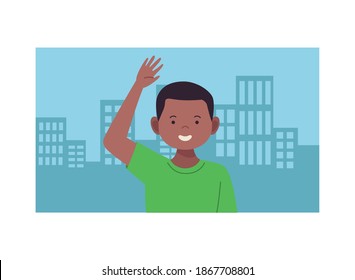 happy little afro boy avatar character vector illustration design