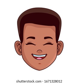 happy little afro boy head avatar character vector illustration design