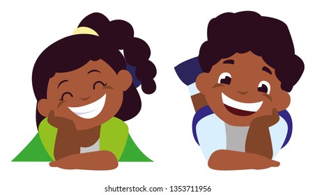 happy little black kids characters