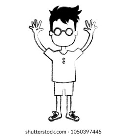 happy little boy character