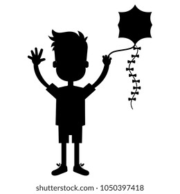 happy little boy flying kite character