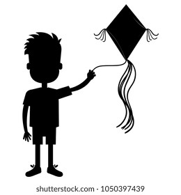 happy little boy flying kite character