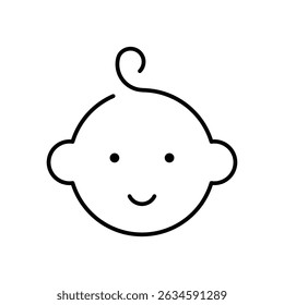 Ícone de cabeça de menino feliz. Estilo de contorno simples. Símbolo de linha isolado. Rosto de menino.