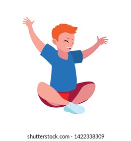 happy little boy playing character