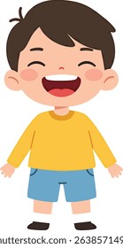 Happy Little Boy Smiling, Joyful Child Illustration
