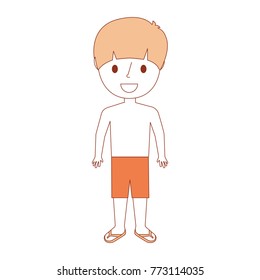 happy little boy wearing swimsuit