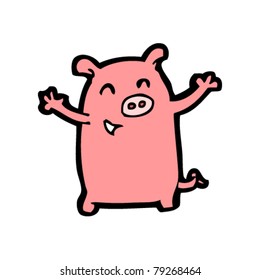 happy little cartoon pig