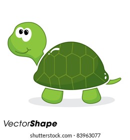 Happy little cartoon turtle smiling vector illustration