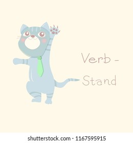 Happy little cat in different situations in pastel color background.Cute character design. Cartoon vector illustration.