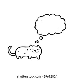 pequeño gato feliz con burbuja de pensamiento