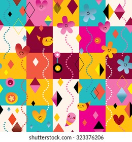 happy little characters seamless pattern