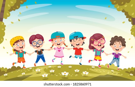 Happy Little Children Having Fun