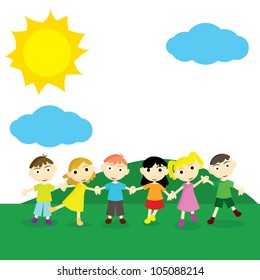 Children Holding Hands Together Stock Vector (Royalty Free) 642180226