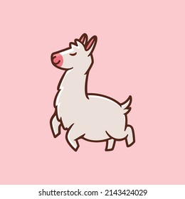 happy little cute llama cartoon character illustration