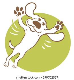 Happy little doggy. The vector illustration prepared for  the screen printing. It can be used as logo.