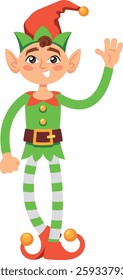 Happy little elf waving hello