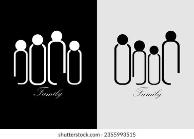 happy little family illustration. Abstract emblem, design concept, logo, logo element, for templates, Stickers and for other uses