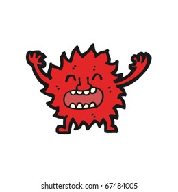 happy little furry monster cartoon