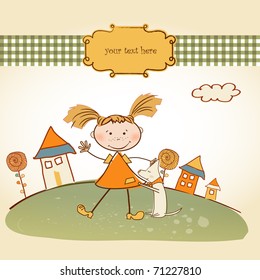 happy little girl background