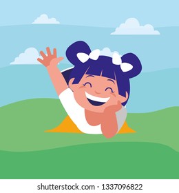 happy little girl in the camp